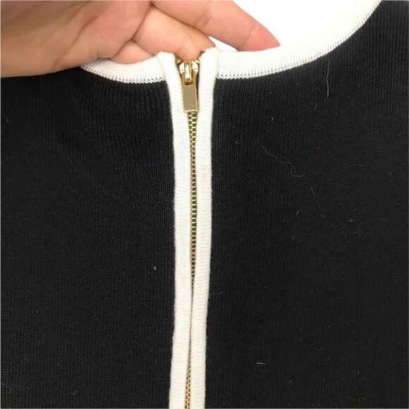 Jessica Black And White Minimalist  Sleeveless Knit fitted Midi Dress women M - Picture 9 of 15